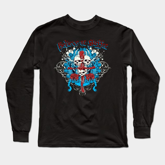 three skulls Long Sleeve T-Shirt by MuftiArt